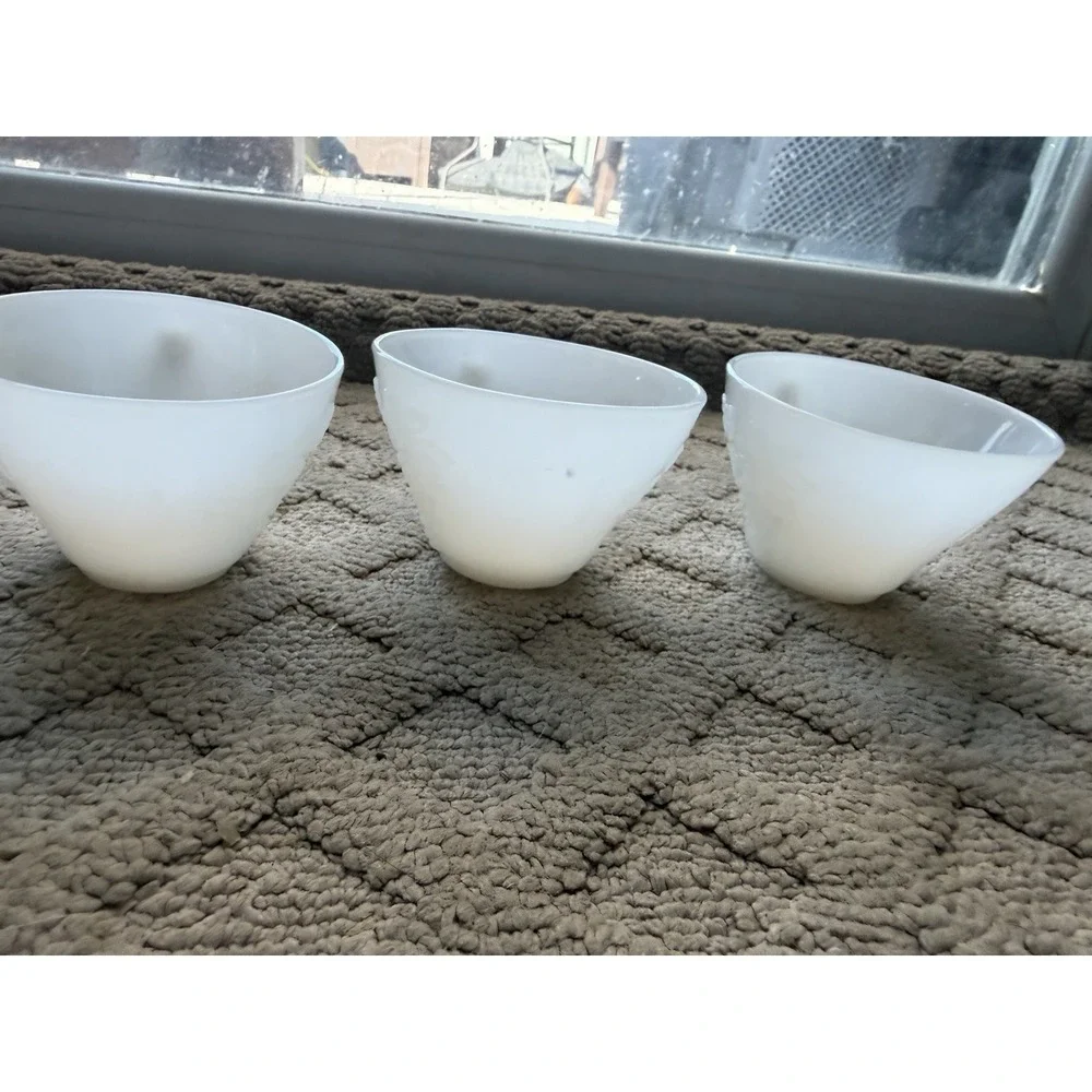 6 White Punch Cups Anchor Hocking Milk Glass Grape Pattern